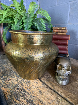 A large brass Islamic planter