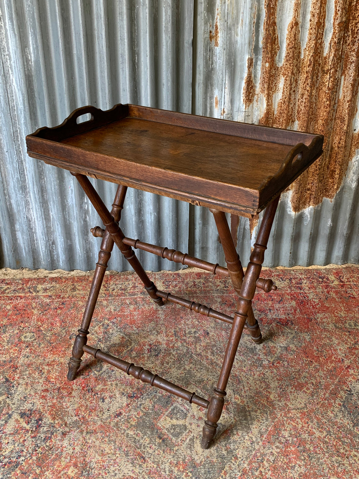 An oak butler's tray table