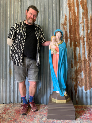 A very large plaster Madonna and Child statue