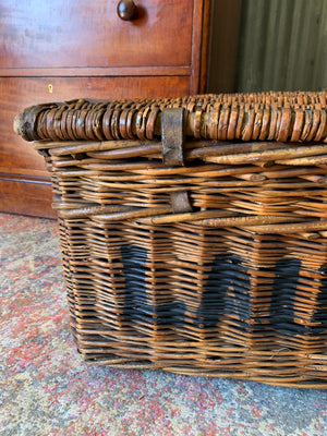 A Victorian wicker laundry basket