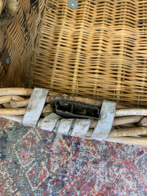 A Victorian wicker laundry basket on castors ~ B