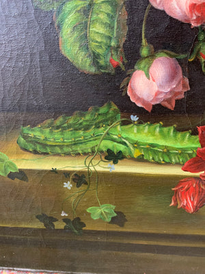 A large original Dutch school floral oil on canvas