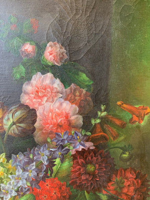 A large original Dutch school floral oil on canvas