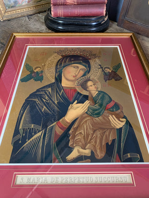 A 19th Century "illuminated" religious picture depicting S.Maria de Perpetuo Succursu