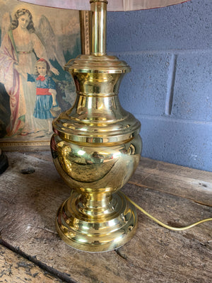A pair of baluster form brass lamps