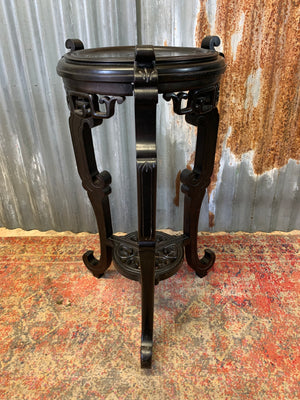 A Chinese black ebonised jardinière pedestal stand
