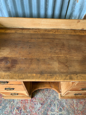 A pine clerk's desk with galleried top