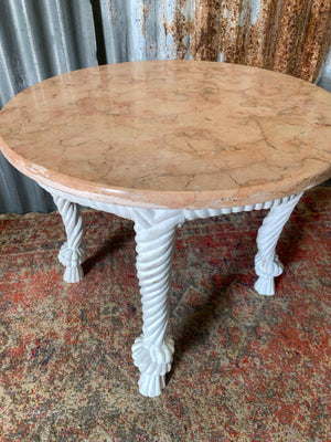 An Italian giltwood and marble rope tassel table