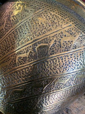 A large brass Islamic planter