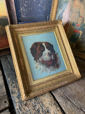 A 19th Century oil painting of a St. Bernard dog