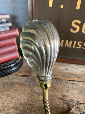 An Art Deco brass clip-on swan neck lamp