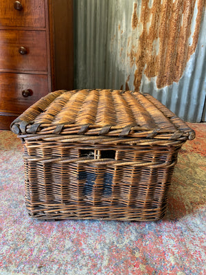 A Victorian wicker laundry basket
