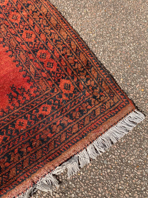 A red orange ground Persian carpet rug ~ 161cm x 101cm