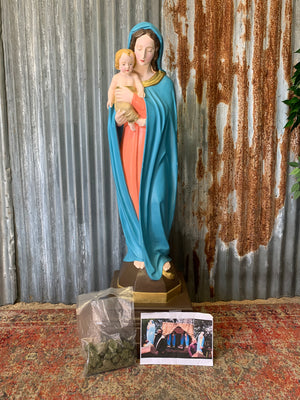 A very large plaster Madonna and Child statue