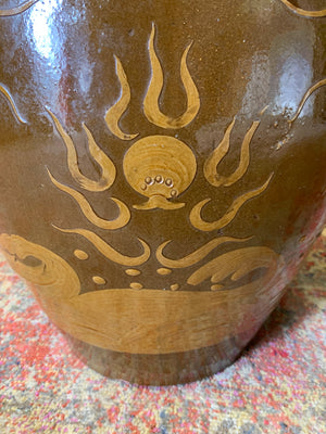 A pair of large glazed Chinese planters & one Dragon planter