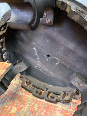 A Chinese black ebonised jardinière pedestal stand