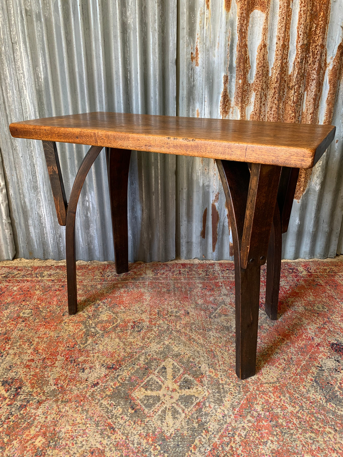 A Gothic oak console table