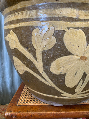 A pair of large glazed Chinese planters & one Dragon planter