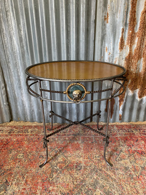 An oval rope style Hollywood Regency side table