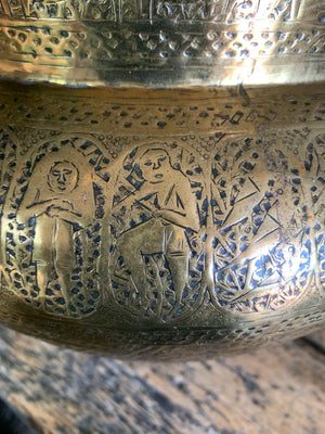 A large brass Islamic planter