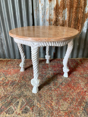 An Italian giltwood and marble rope tassel table