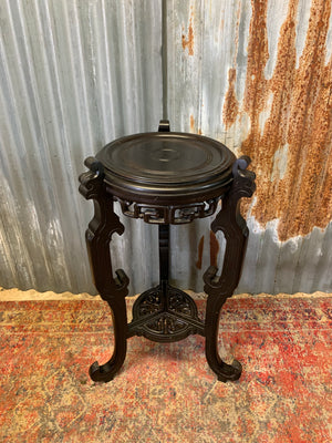 A Chinese black ebonised jardinière pedestal stand