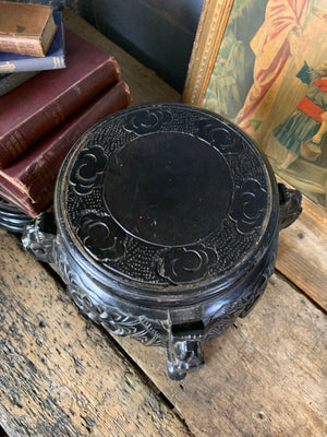 A small Chinese ebonised pedestal stand