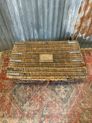 A Victorian wicker laundry basket on castors ~ A