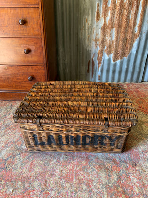 A Victorian wicker laundry basket