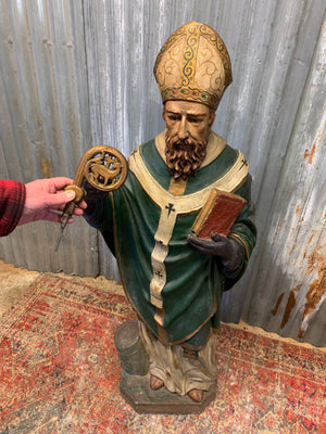 A large 19th Century plaster statue of St Patrick