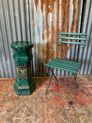 A large Chinese green glaze clay jardiniere