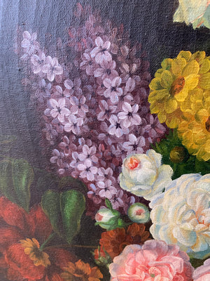 A large original Dutch school floral oil on canvas