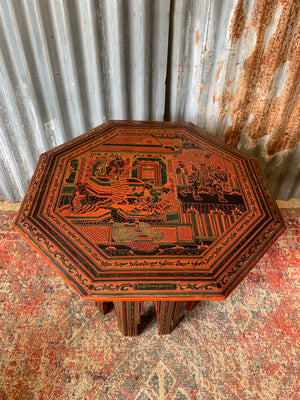 A Burmese octagonal carved table