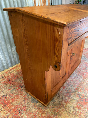 A pine double lectern standing desk
