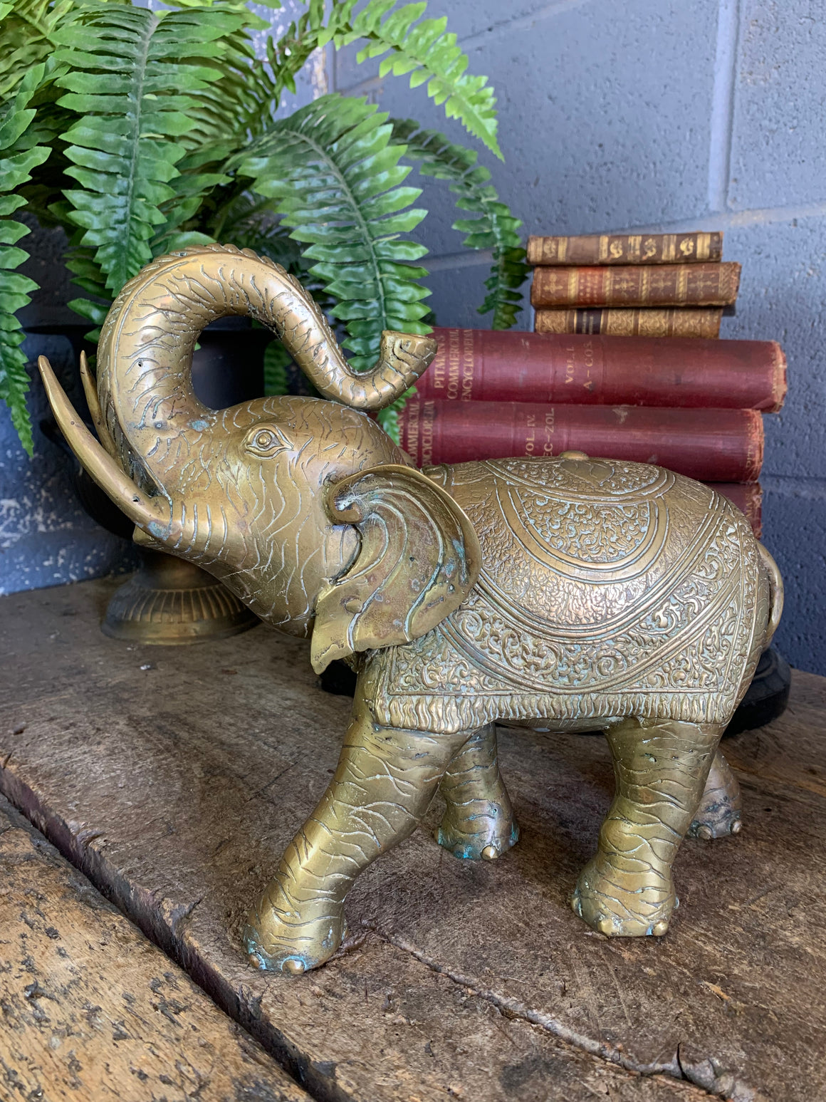 A large bronze elephant