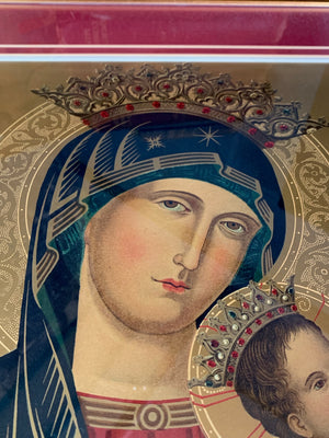 A 19th Century "illuminated" religious picture depicting S.Maria de Perpetuo Succursu