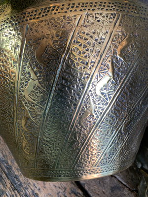 A large brass Islamic planter