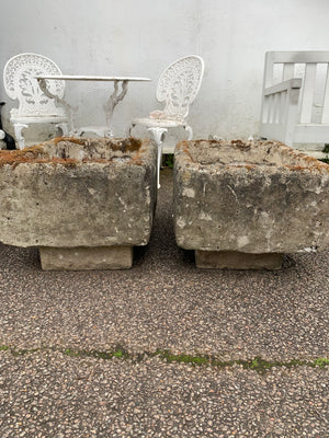 A pair of porcelain of butler's sink trough planters