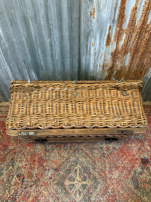 A Victorian wicker laundry basket on castors ~ A