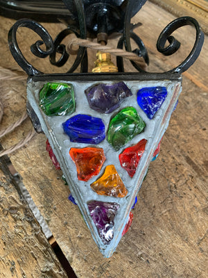 An original Peter Marsh leaded glass ceiling lantern