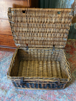 A Victorian wicker laundry basket