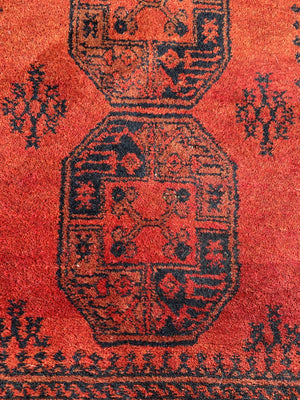 A red orange ground Persian carpet rug ~ 161cm x 101cm
