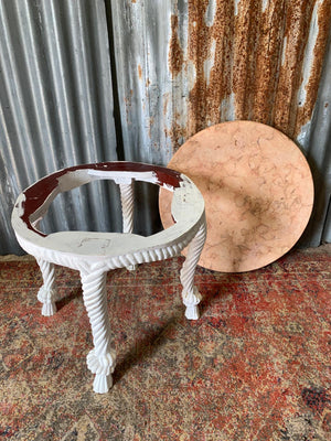 An Italian giltwood and marble rope tassel table