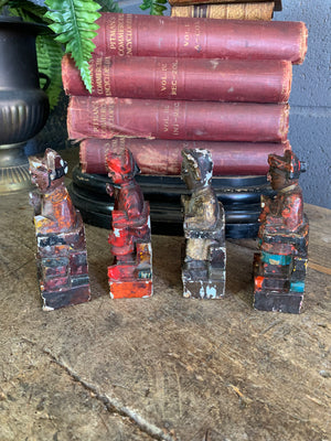 A group of four Chinese carved wood and gesso figures