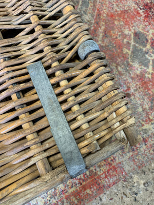 A Victorian wicker laundry basket on castors ~ B