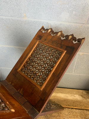 A 19th Century bobbin and fretwork Quran stand