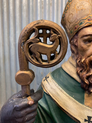 A large 19th Century plaster statue of St Patrick