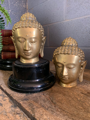 A brass Buddha head