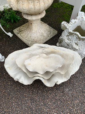 A white plaster Giant Clam Shell sculpture (Tridacna Gigas)- small