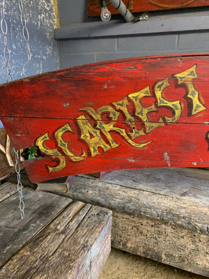 A hand-painted fairground panel ‘The Scariest Show Around’